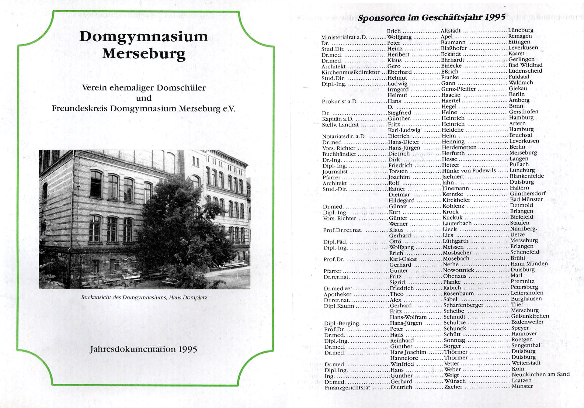 Domgymnasium Merseburg - Jahresdokumentation 1995